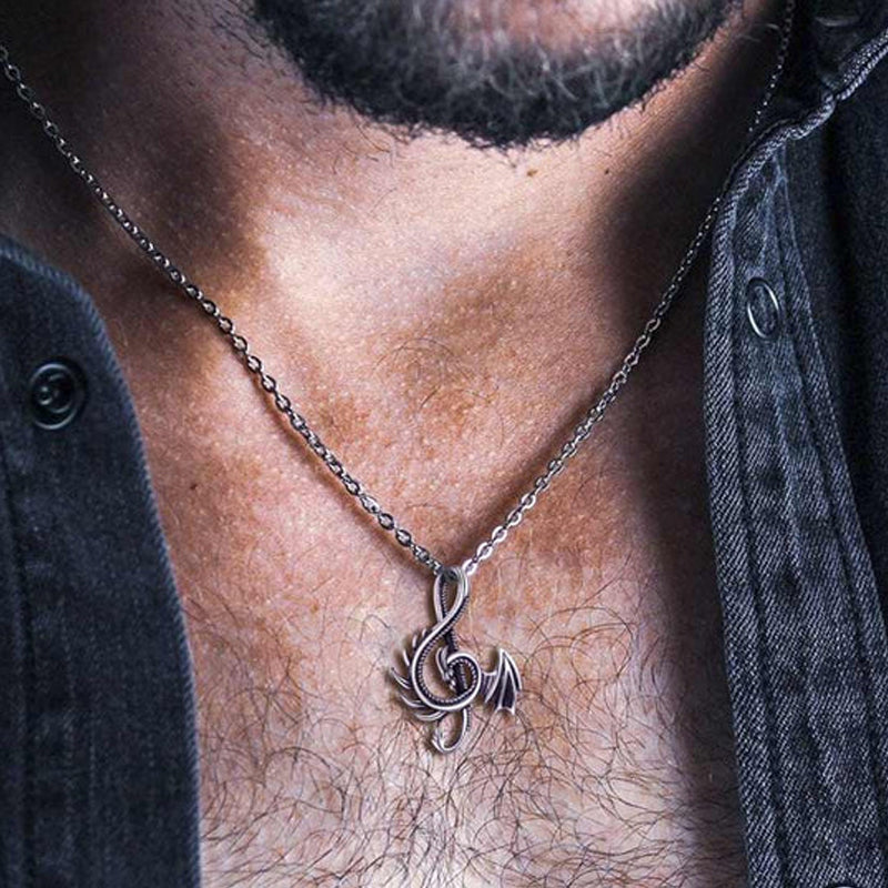 "Halsband med drakdesign i legering, detaljerad och elegant för både vardag och fest, symboliserar styrka och visdom."