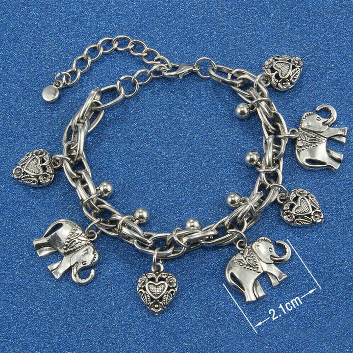 "Handgjord elefant fotlänk i guld och silver, symbol för lycka och styrka, justerbar, damtillbehör."