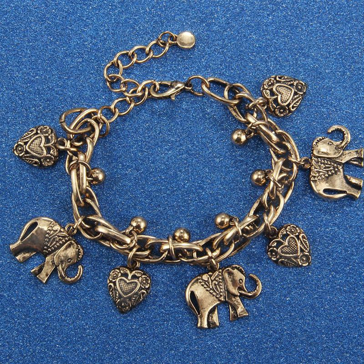 "Handgjord elefant fotlänk i guld och silver, symbol för lycka och styrka, justerbar, damtillbehör."