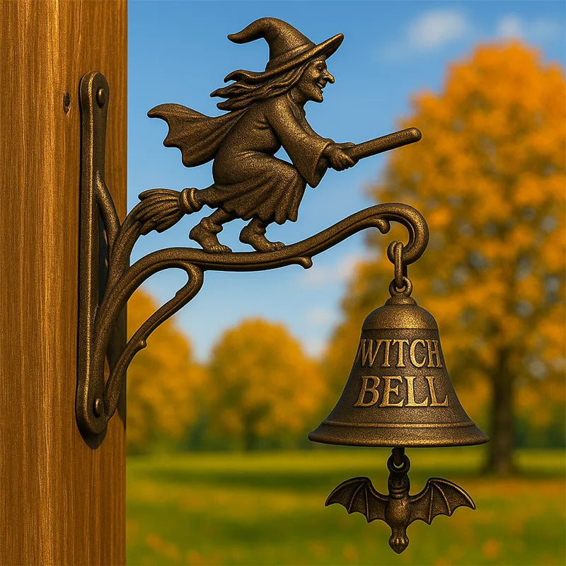 Dekorativ häxklocka dörrcharm för Halloween eller fantasy-inspirerad heminredning, handgjord med unika detaljer.