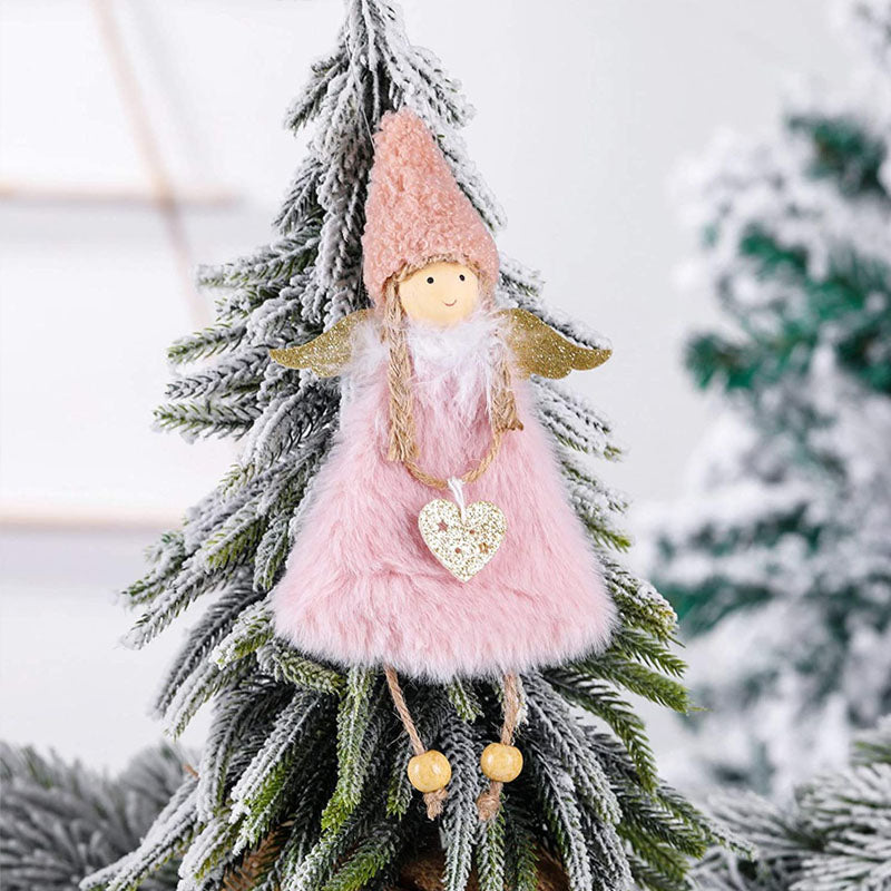 "Handgjord julängel med jute och fjädrar, detaljrik, perfekt prydnad för ditt hem under julen."