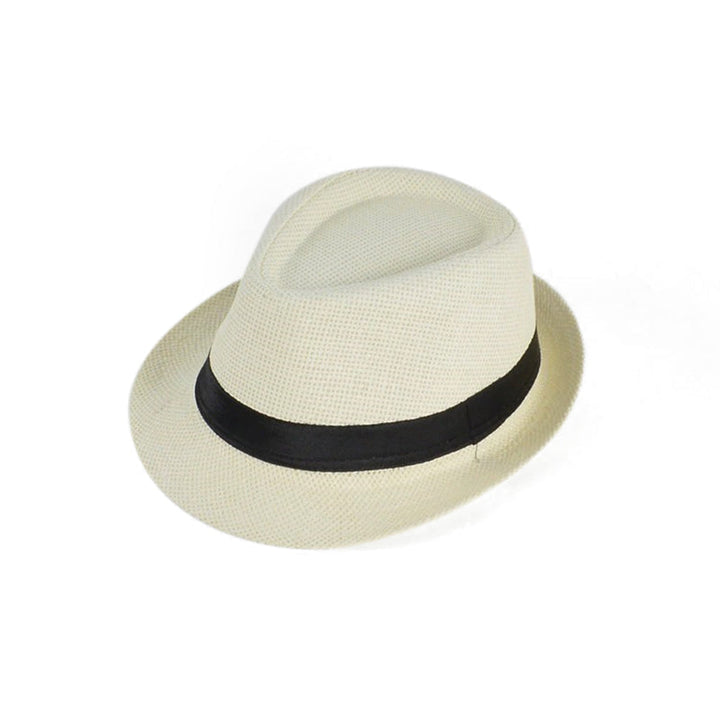"Handgjord panama solhatt för män i beige, med elegant flätad design och brett brätte för optimalt solskydd på sommaren."