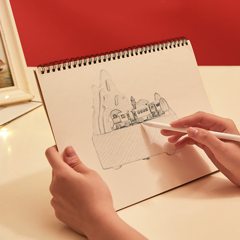 "Handgjord roterande musikdosa i trä, elegant design, intrikat metall-urverk för dekor och presenter."