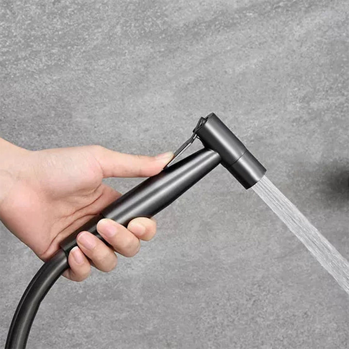 Rostfritt stål toalett bidet spruta, handhållen för optimal hygien i gunmetal färg.