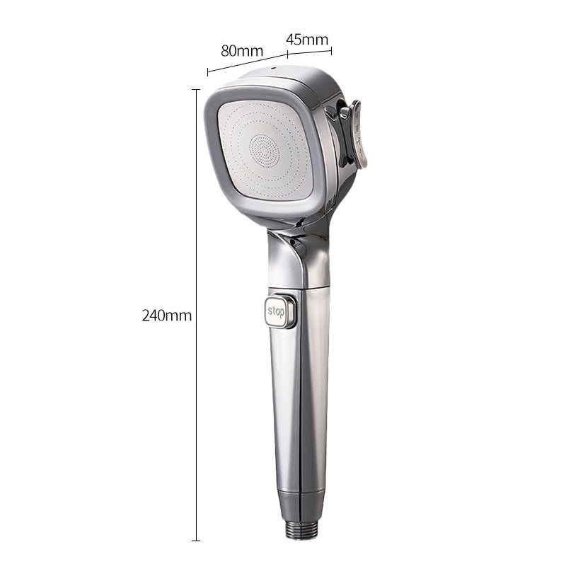 "Handhållen högtrycks dusch för badrum med 4 justerbara trycklägen i stilren design; perfekt för alla badrumstorlekar."