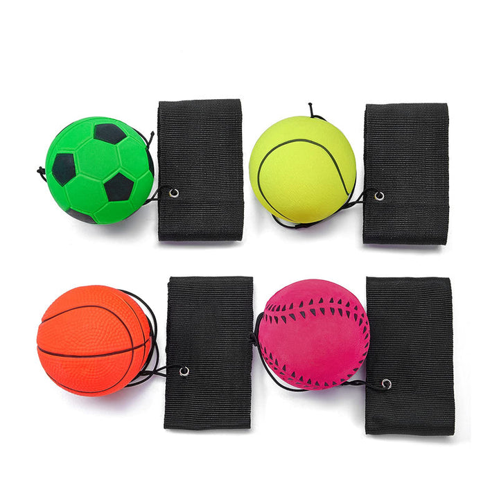 "Handledsband med studsande boll, träningsredskap i gummi och nylon, designad för lek och reflexövningar, orange basketboll."