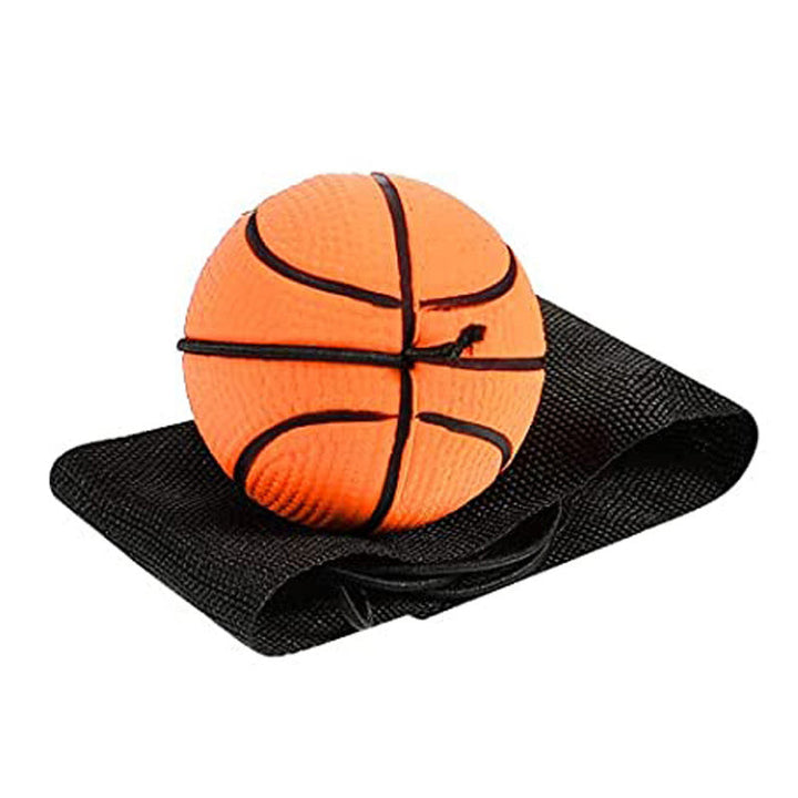 "Handledsband med studsande boll, träningsredskap i gummi och nylon, designad för lek och reflexövningar, orange basketboll."