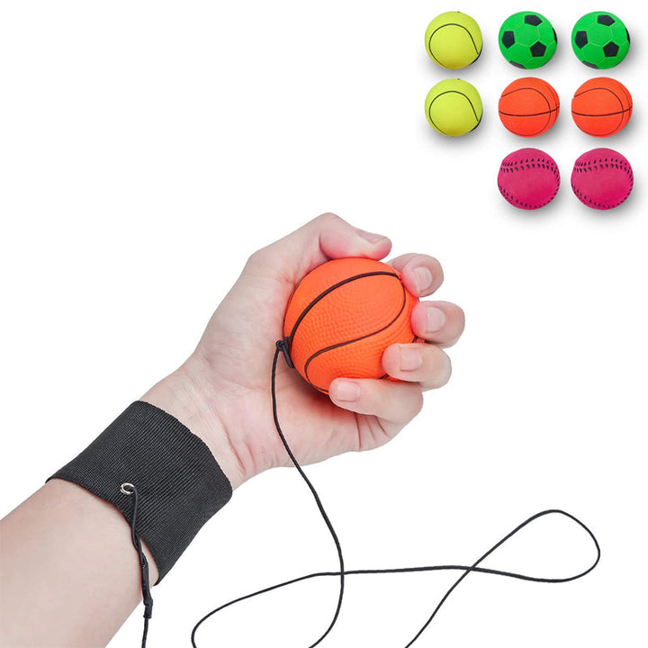 "Handledsband med studsande boll, träningsredskap i gummi och nylon, designad för lek och reflexövningar, orange basketboll."
