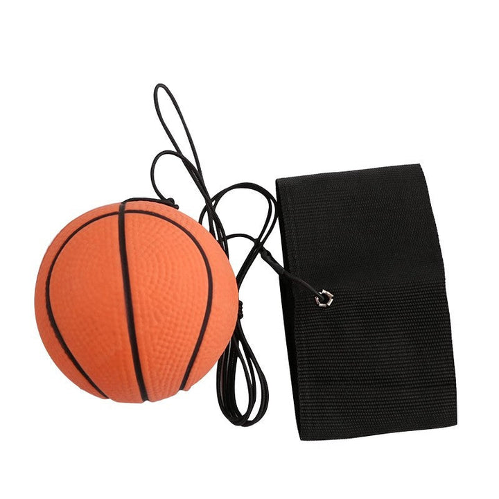 "Handledsband med studsande boll, träningsredskap i gummi och nylon, designad för lek och reflexövningar, orange basketboll."