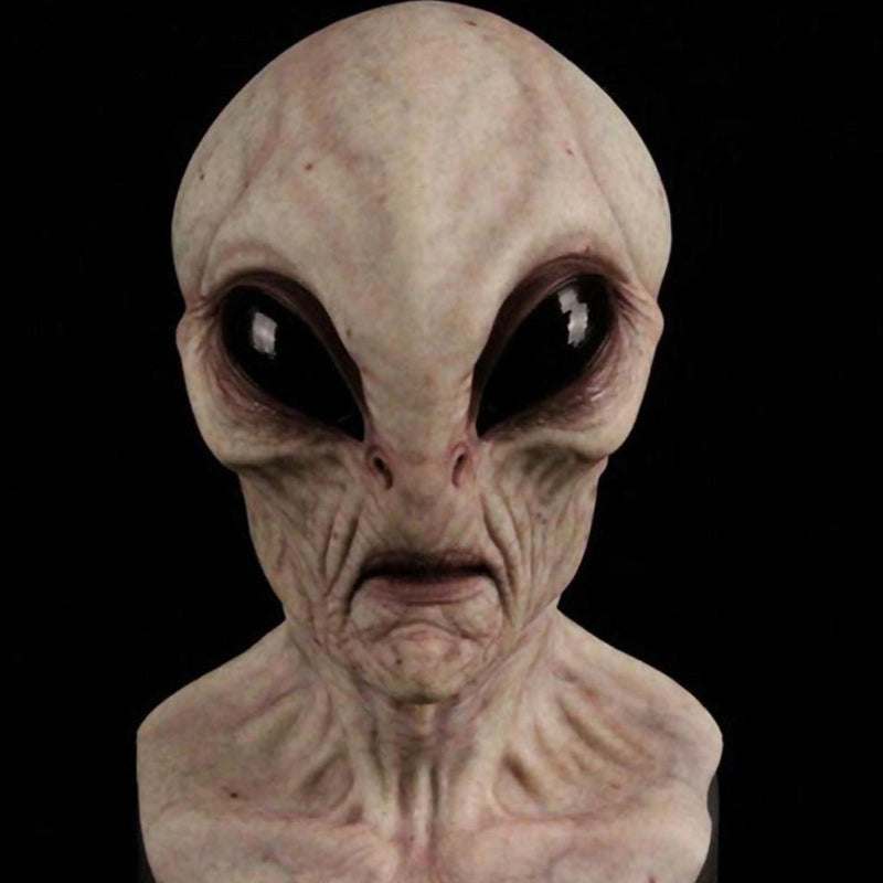 "Handmålat främmande ansiktsskydd för Halloween, detaljerat realistiskt utseende, skrämmande mask för kostymer."