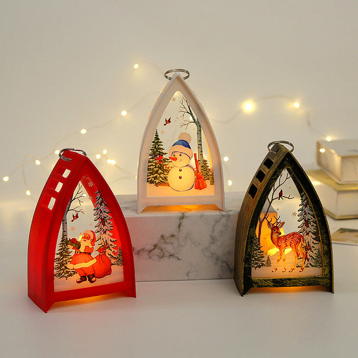 "Handmålat LED juldekorationsljus med snögubbe design för julbord, ger magisk och festlig stämning i hemmet."