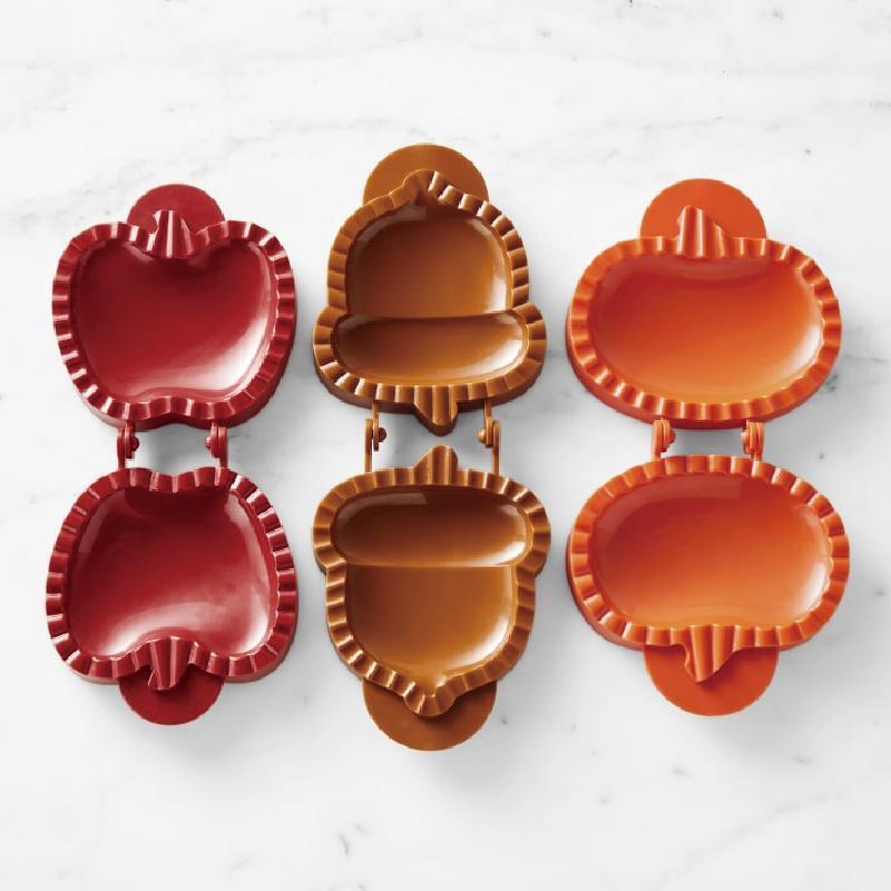 "Handpajformar för bakning med pumpa, äpple, ekollon design, ABS-material, höstmotiv, perfekta för små pajer"