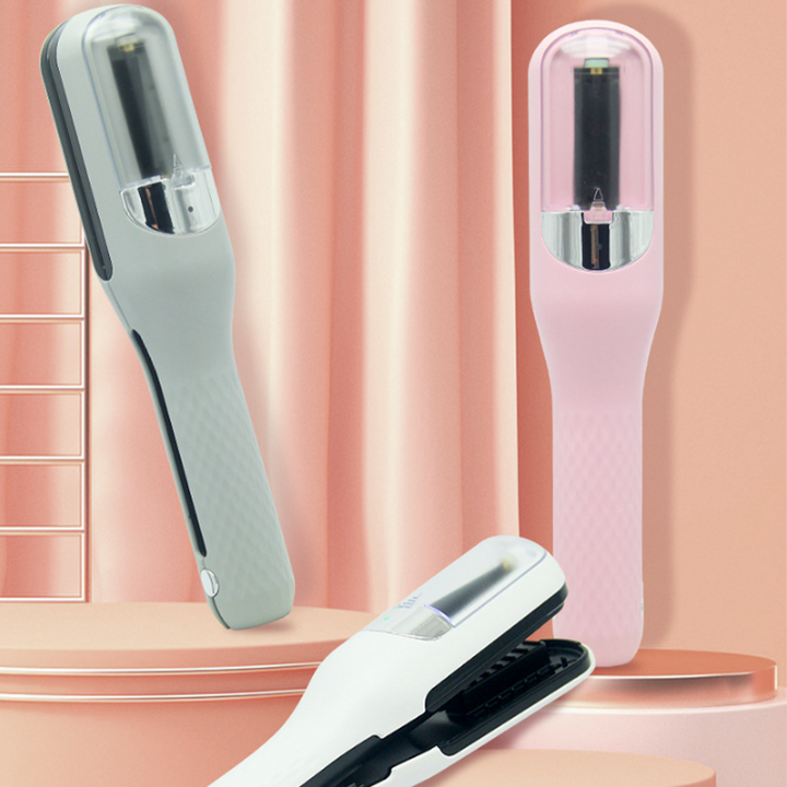 "Hårändklippare locktång i rosa, röd, silver, svart, vit för friska hårändar, ergonomisk och USB-laddningsbar design."