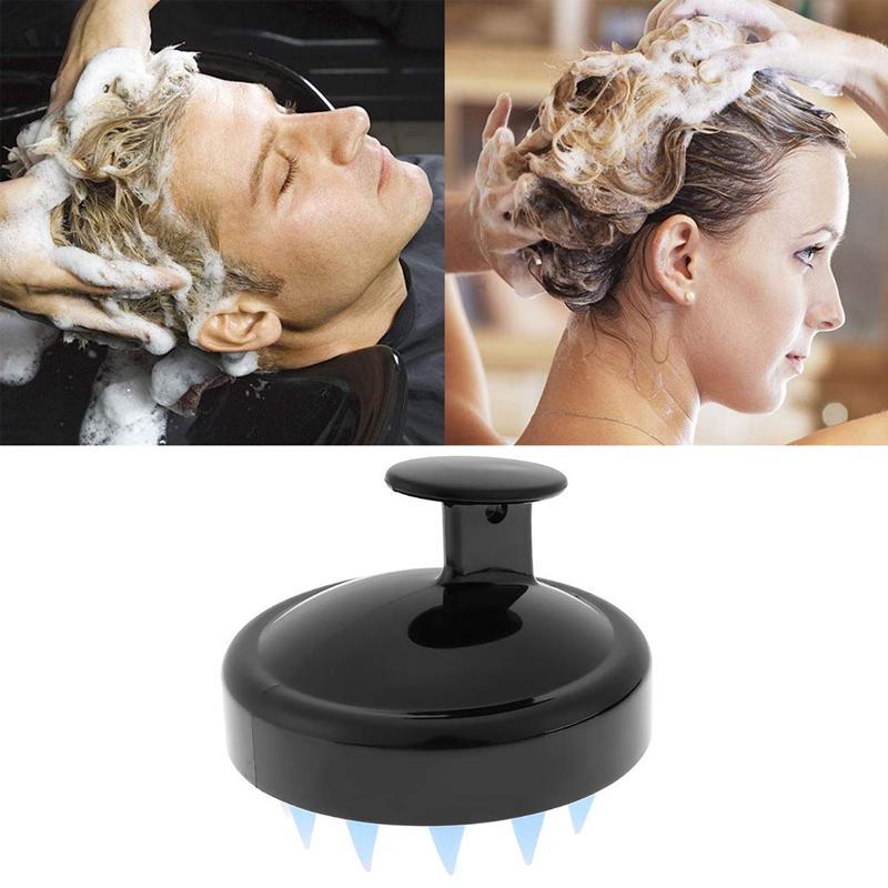 "Hårbottenborste med silikonmassage, blå färg, exfolierar och rengör hårbotten, passande för alla hårtyper."