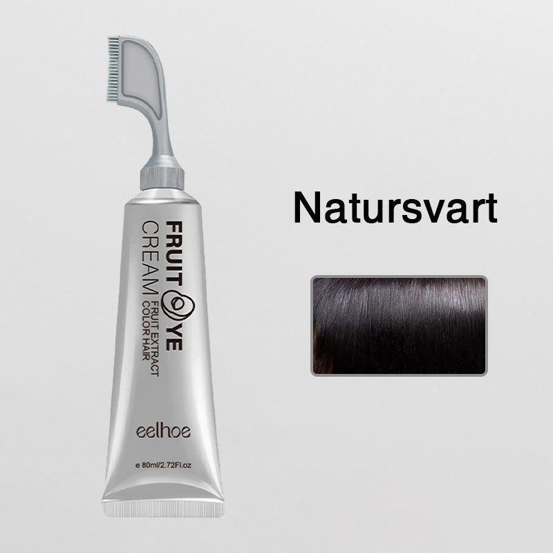 "Hårfärgessens med naturliga växtextrakt, skonsam applicering, mörk ton, förkemikaliefri färgteknik, 80ml flaska"