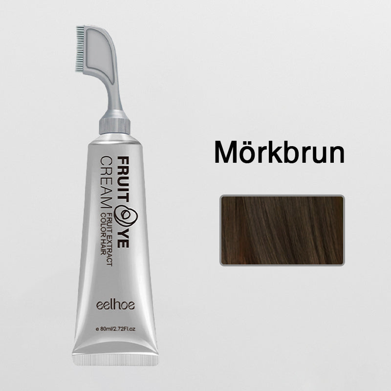 "Hårfärgessens med naturliga växtextrakt, skonsam applicering, mörk ton, förkemikaliefri färgteknik, 80ml flaska"