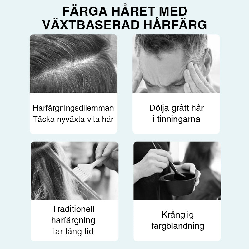 "Hårfärgessens med naturliga växtextrakt, skonsam applicering, mörk ton, förkemikaliefri färgteknik, 80ml flaska"