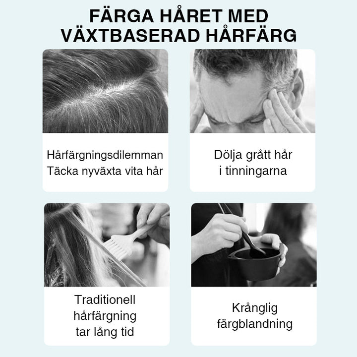 "Hårfärgessens med naturliga växtextrakt, skonsam applicering, mörk ton, förkemikaliefri färgteknik, 80ml flaska"