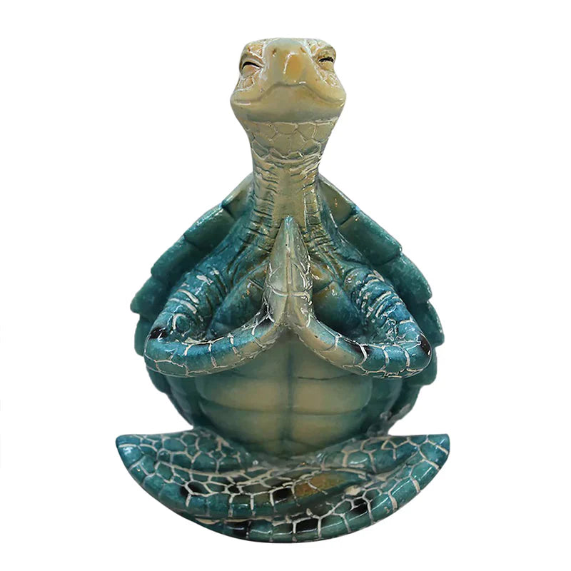 "Harmonisk meditations-skulptur, havssköldpadda i resin, idealisk för inredning, symboliserar zen och tålamod."