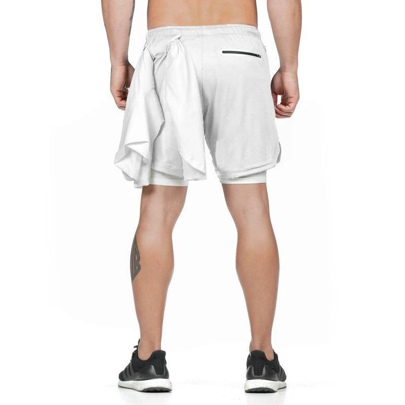 "Herr 2-i-1 shorts med kamouflagemönster och säkerhetsficka, designade för stil och funktionalitet vid träning."