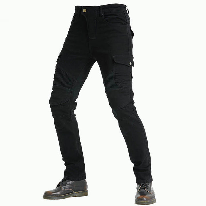 "Herr Aramid MC Jeans med skyddsfoder, stiliga motorcykeljeans med förstärkt Aramidfiber och ergonomiskt skydd."