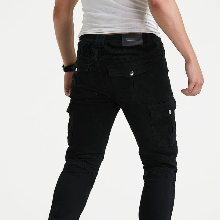 "Herr Aramid MC Jeans med skyddsfoder, stiliga motorcykeljeans med förstärkt Aramidfiber och ergonomiskt skydd."
