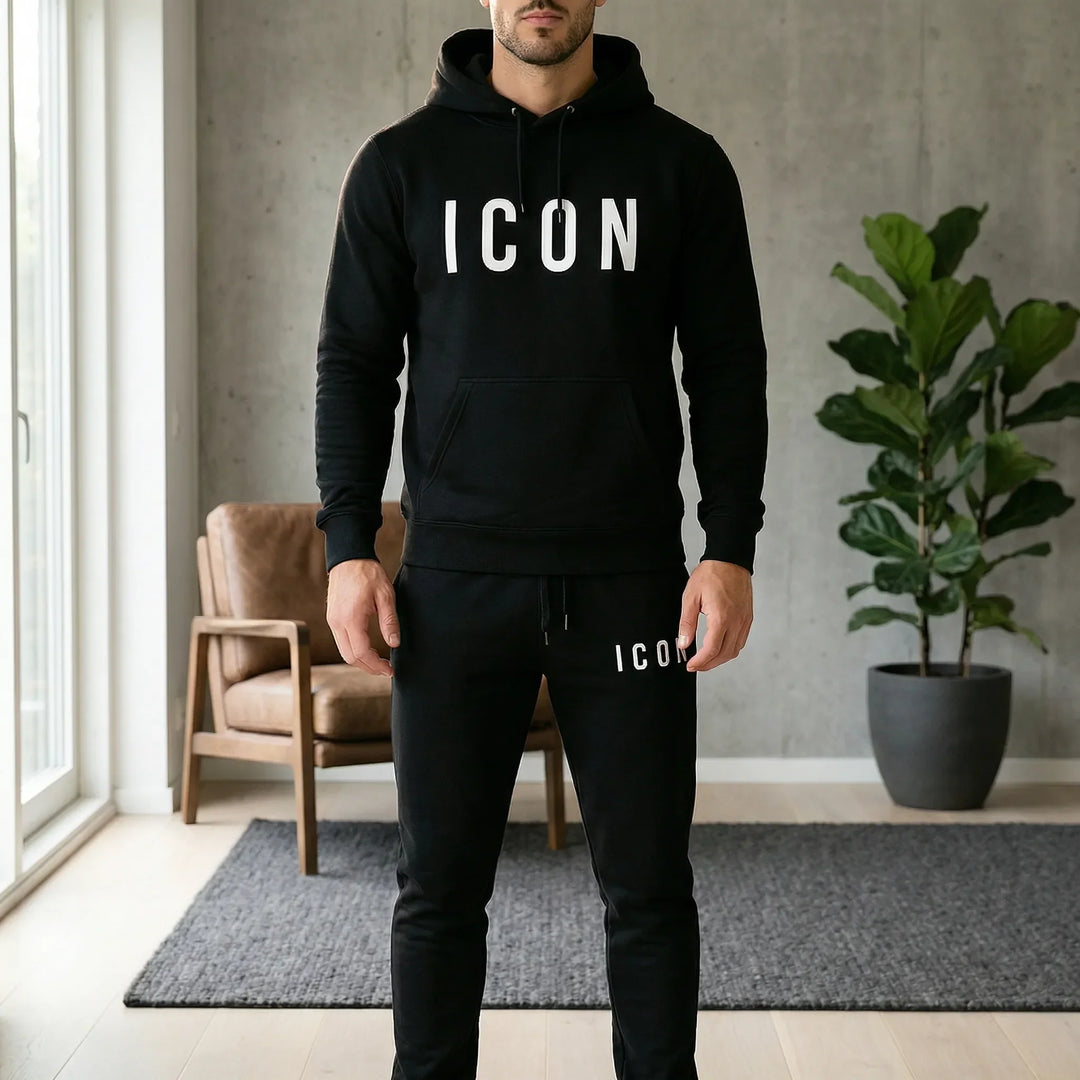 Herr Bekvämt Set med matchande hoodie & joggingbyxor för loungewear & fritid.