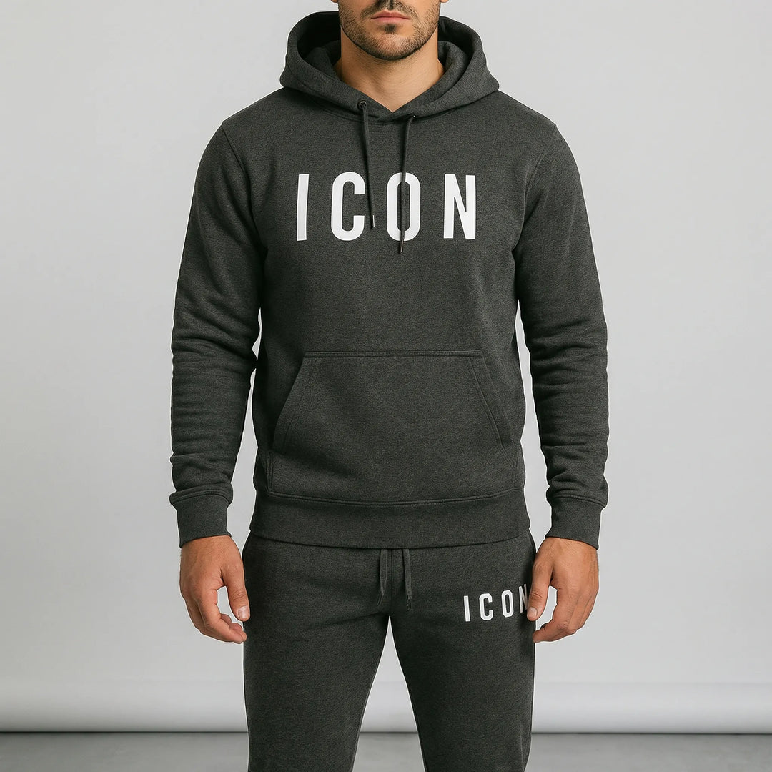 Herr matchande set, bekväm hoodie och joggingbyxor. Stilrena fritidskläder för män.