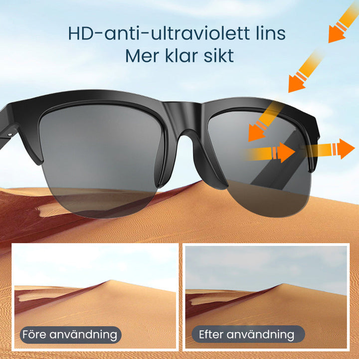 "Herr Bluetooth-polariserade solglasögon med touchkontroll och elegant design, UV400-linser och ultralätt ram."