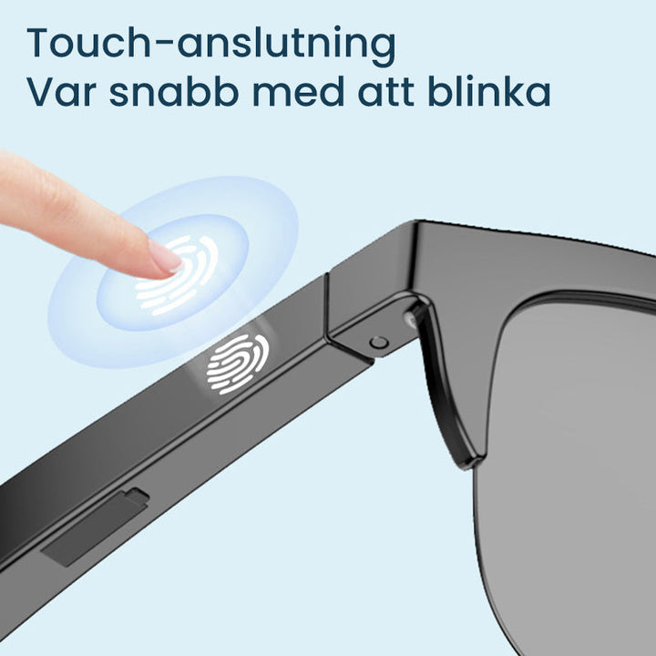 "Herr Bluetooth-polariserade solglasögon med touchkontroll och elegant design, UV400-linser och ultralätt ram."