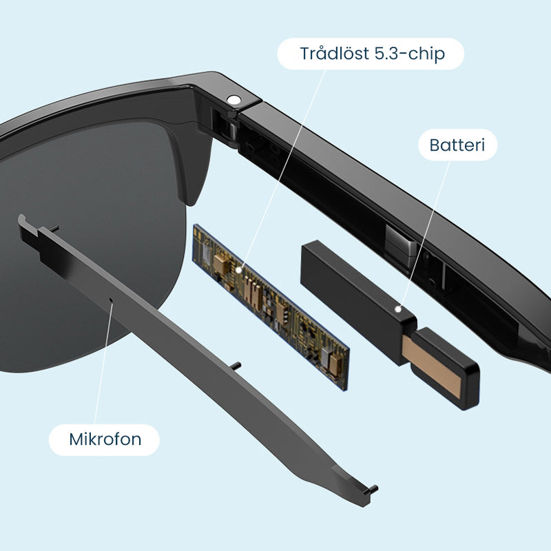 "Herr Bluetooth-polariserade solglasögon med touchkontroll och elegant design, UV400-linser och ultralätt ram."