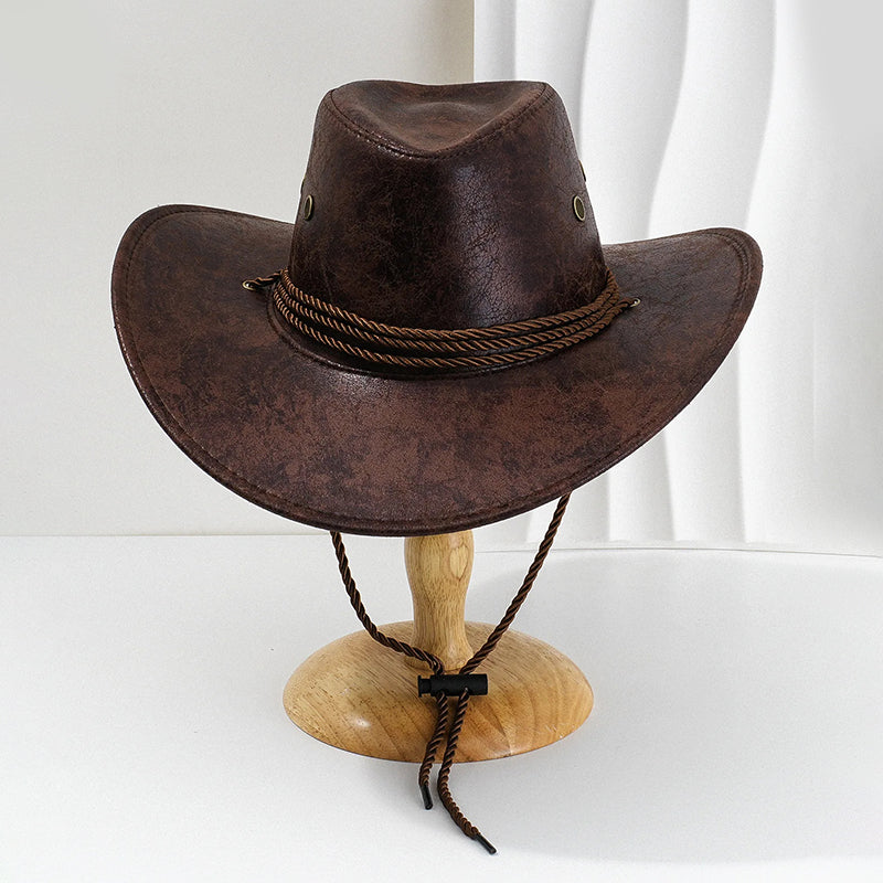 Herr cowboyhatt med brett brätte i svart, en mångsidig accessoar för både mode och temafester.