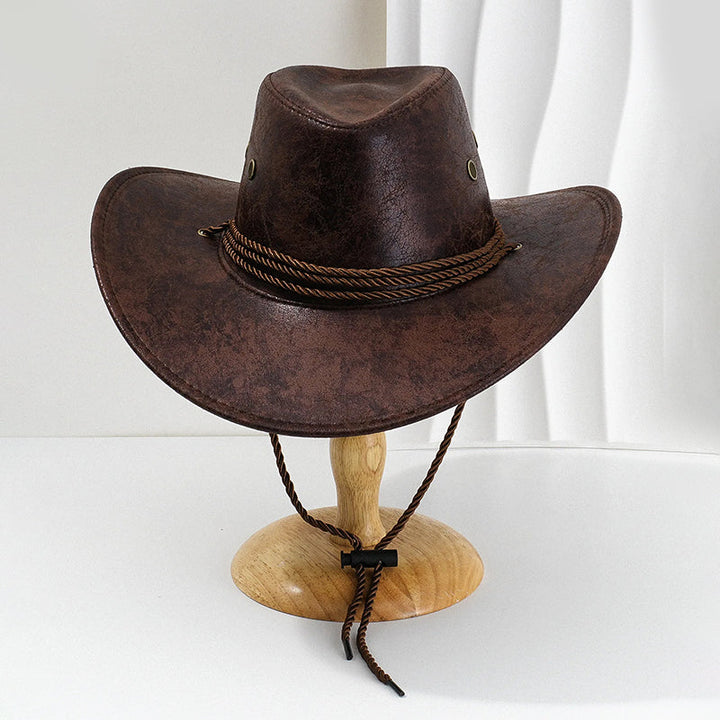 Herr cowboyhatt med brett brätte i svart, en mångsidig accessoar för både mode och temafester.