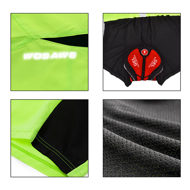 "Herr cykelshorts med reflekterande detaljer, vadderad gren, snabbtorkande material för bekvämlighet vid cykling."