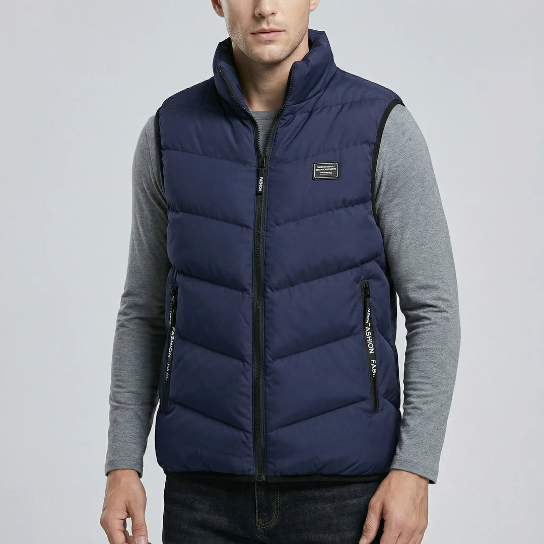Herr ytterplagg västar: Elijah casual modell med dragkedja, perfekt för fritid och mångsidiga herrkläder.