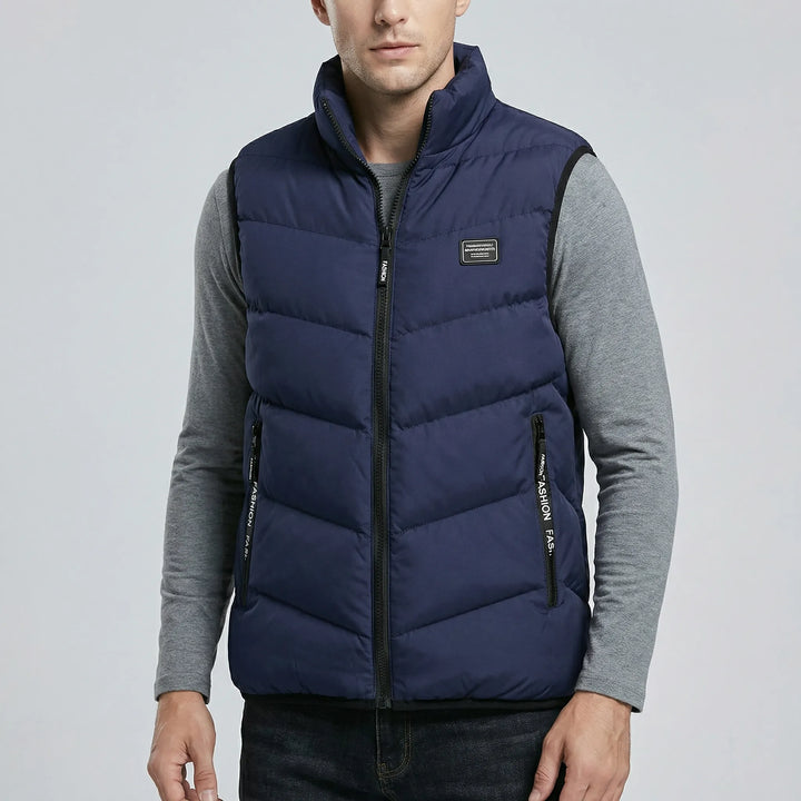 Herr ytterplagg västar: Elijah casual modell med dragkedja, perfekt för fritid och mångsidiga herrkläder.
