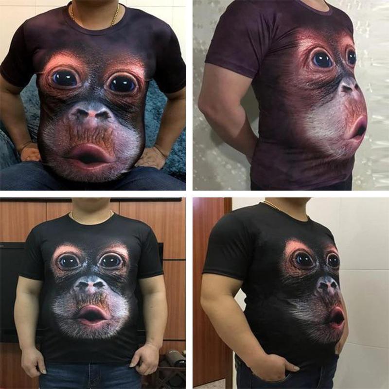 Herr Gorilla 3D T-shirt i mörklila och svart, rolig design, visar en humoristisk gorilla med detaljerad 3D-effekt.