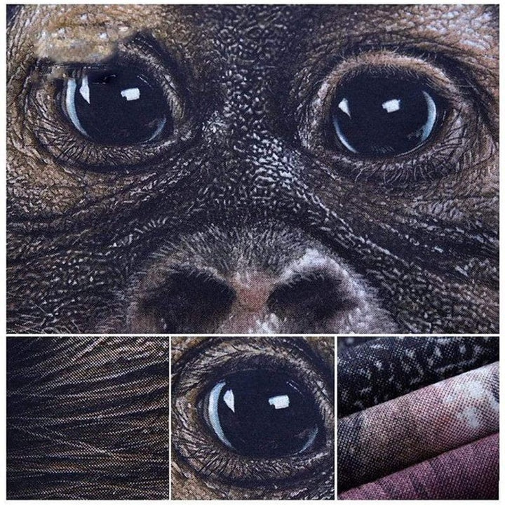 Herr Gorilla 3D T-shirt i mörklila och svart, rolig design, visar en humoristisk gorilla med detaljerad 3D-effekt.