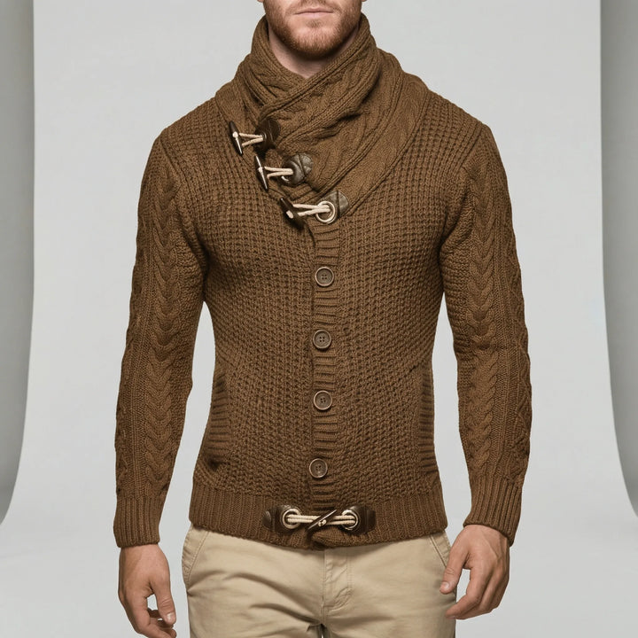 Mångsidig grovstickad herr cardigan Nicholas, en mysig kofta för både avslappnad stil och vintermode.