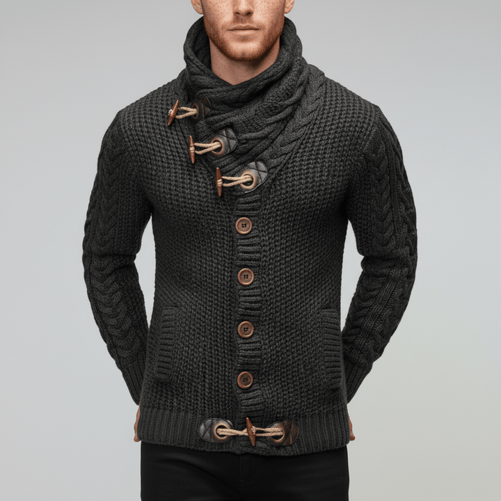 Herr grovstickad cardigan Nicholas med krage, perfekt för avslappnad vardagsstil.