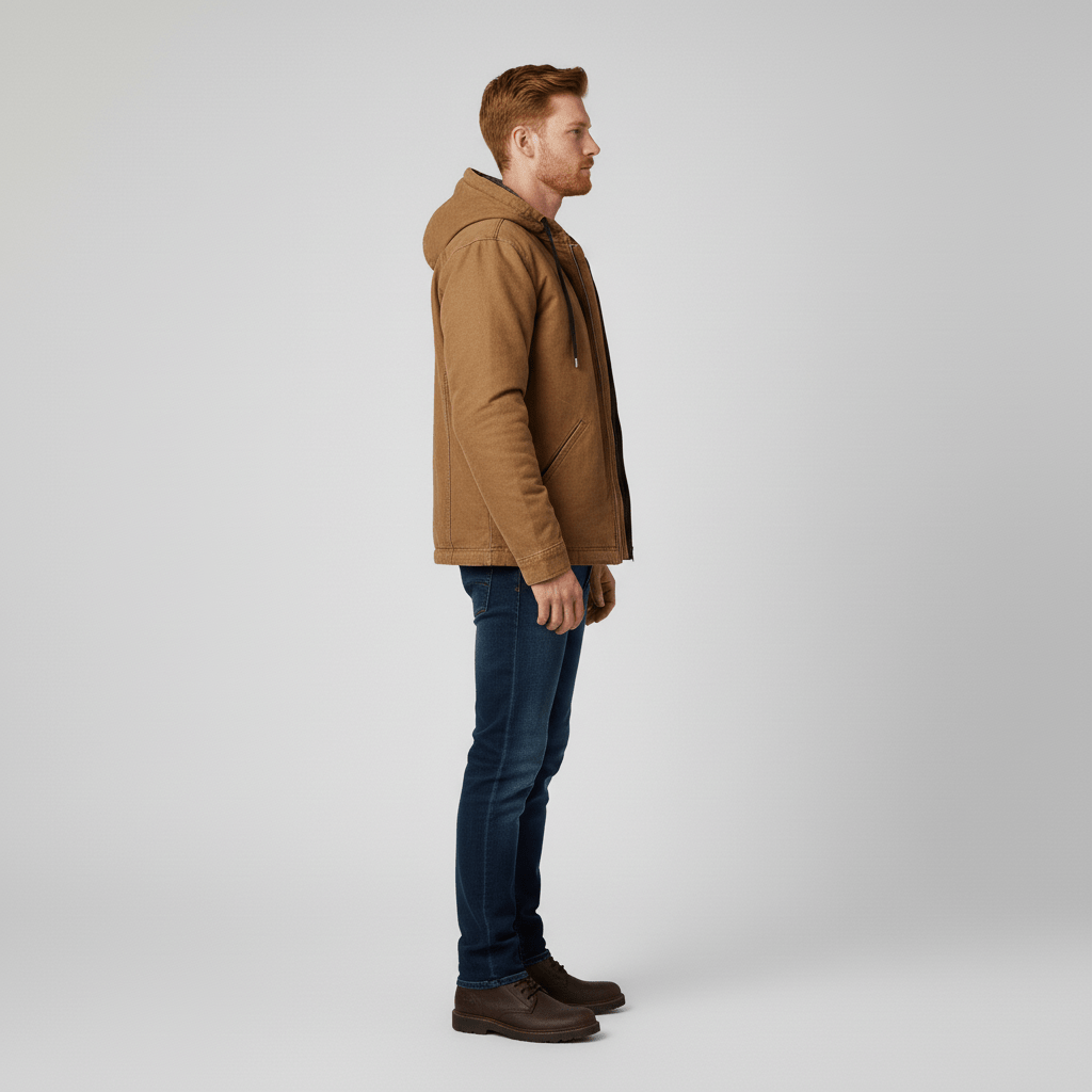 Bekväm herr hoodie med dragkedja och huva, idealisk för sportig look och fritidsbruk.