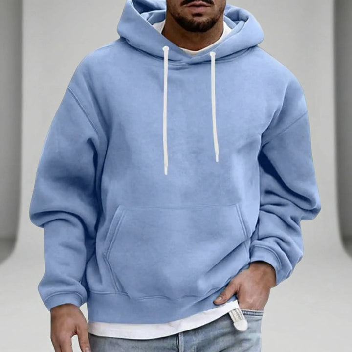 Bekväm herr pullover-huvtröja med lång ärm. Mjukt tyg, idealisk för avkoppling och vardag.