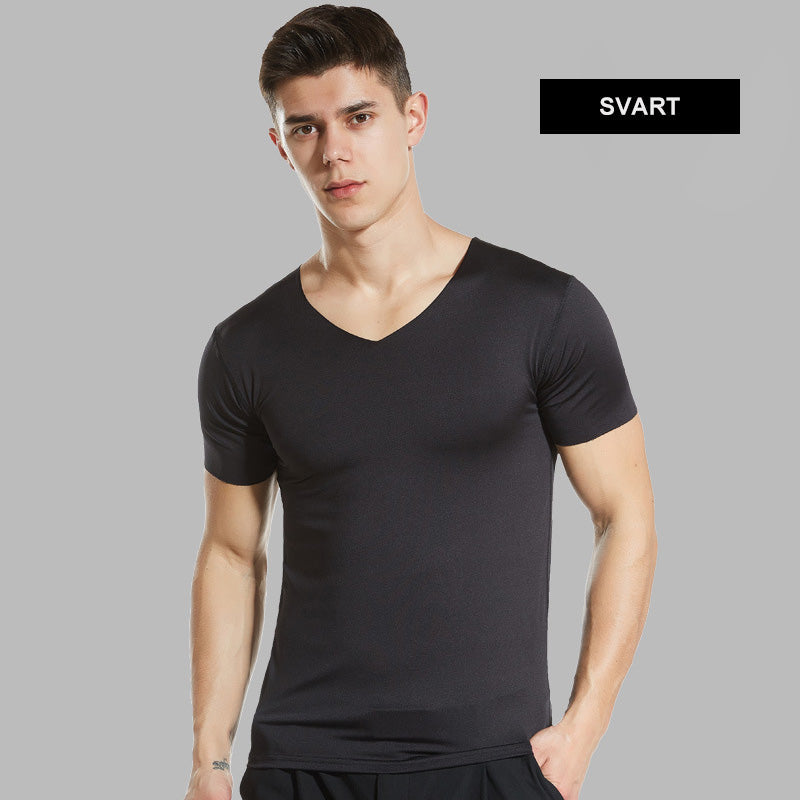"Herr Ice Silk sport T-shirt i slimmad passform, snabbtorkande och andningsbar med UPF 50+ skydd och rund hals."