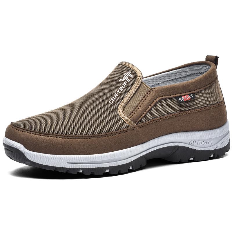 Herr John slip-on promenadskor, svarta och andningsbara för optimal komfort och stöd året runt.