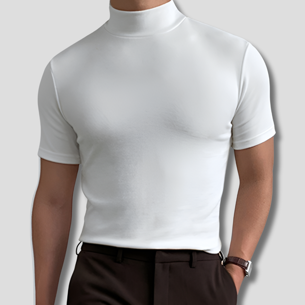 Herr kortärmad polotröja i sval twill, perfekt för sommar och vardag.