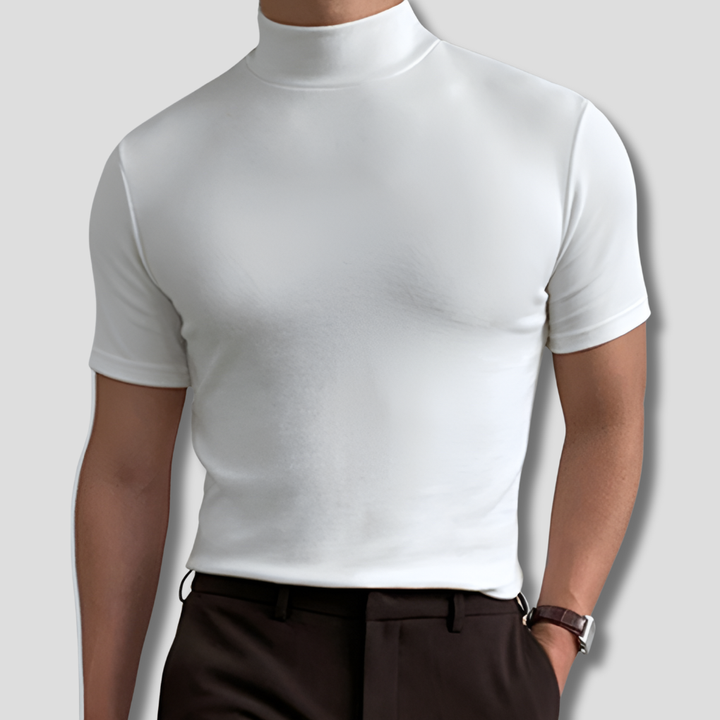 Herr kortärmad polotröja i sval twill, perfekt för sommar och vardag.