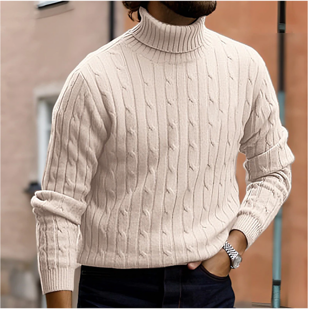 Herr Polotröja Ashton. Elegant, varm stickad tröja för höst och vinter. Stilren för kontor & vardag.