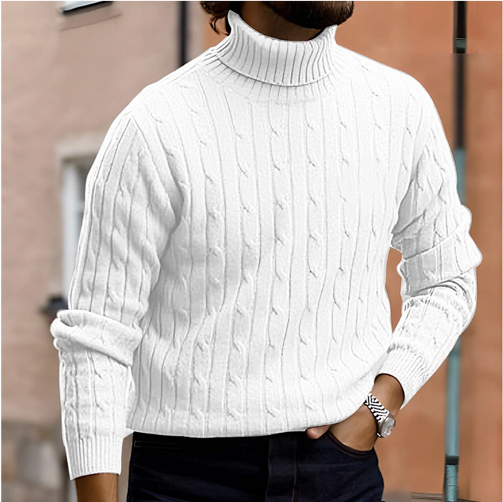 Elegant herrpolotröja Ashton. Varm, stickad tröja som passar utmärkt för både kontor och fritid.
