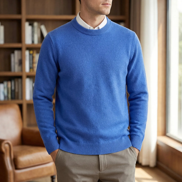 Herr rundhalsad långärmad tröja "Aidan". Bekväm vardagsstil, perfekt för höst & vintermode.