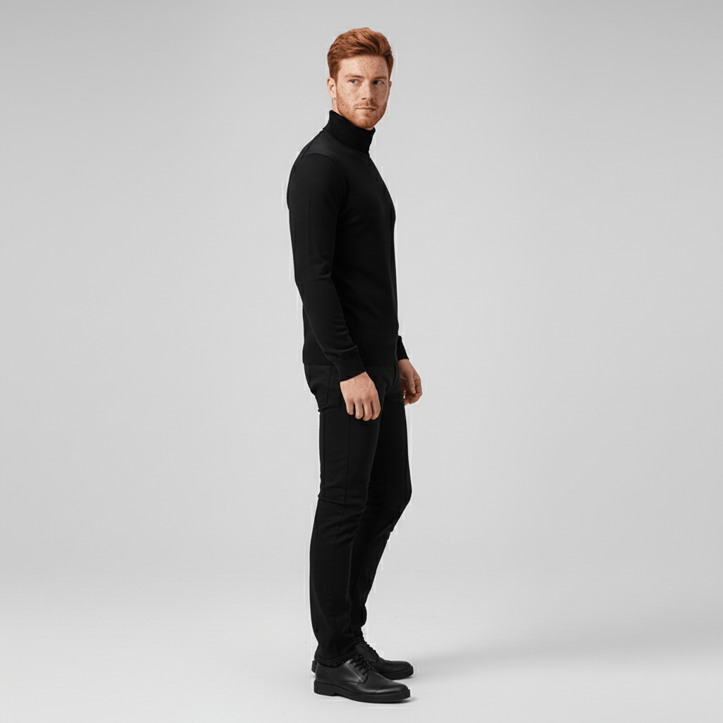 Herrkläder: Slim fit polotröja som basplagg, värmande och stilren för alla säsonger.